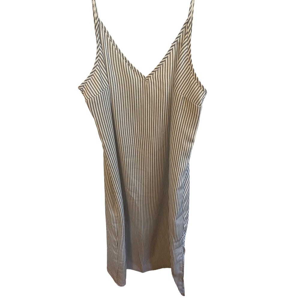 NWT A New Day Women's Striped‎ V-Neck Sleeveless Dress Cream Navy Size M